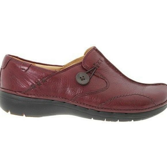 Clarks Unstructured Loop Burgundy Leather Shoes‎ - Picture 1 of 7